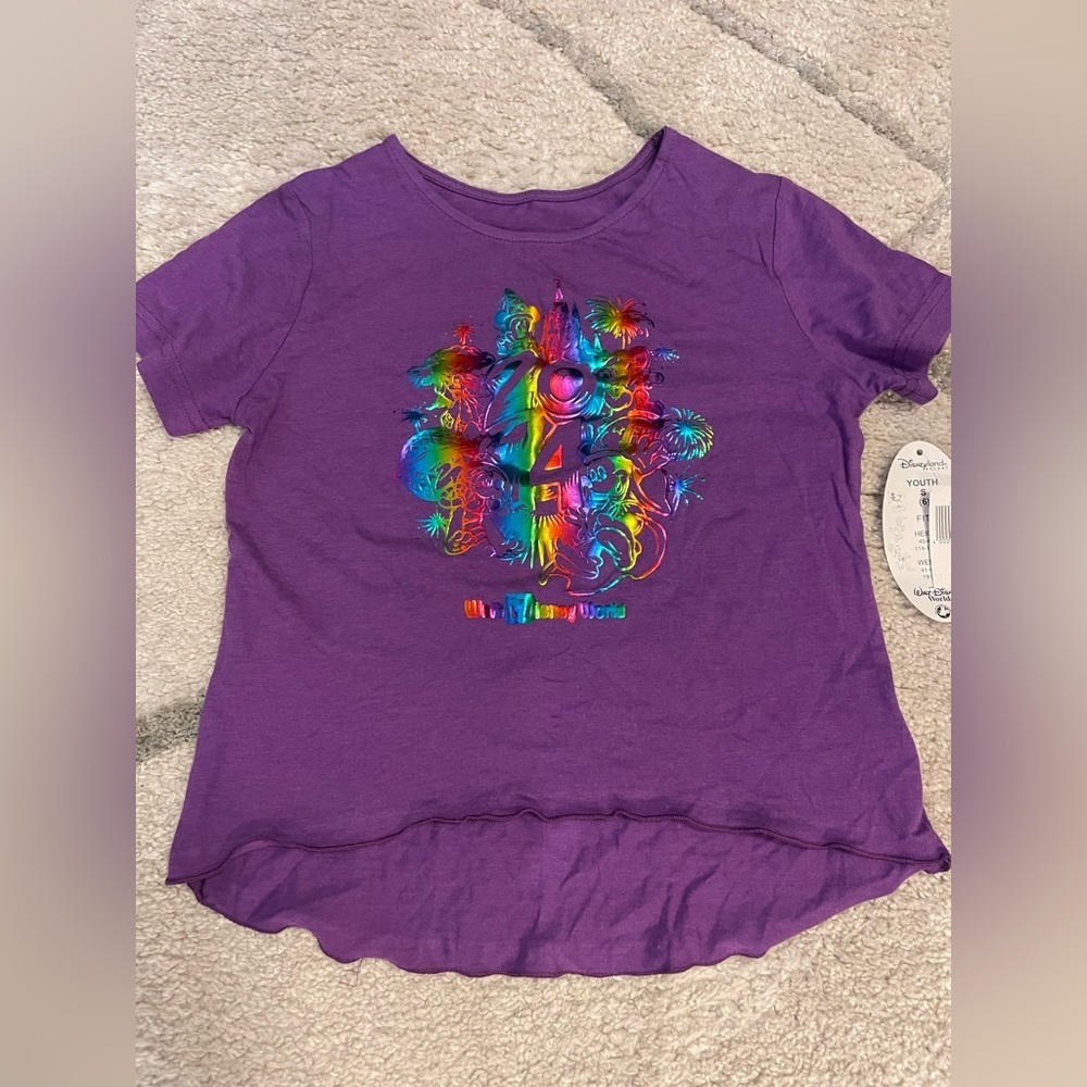 ⭐️Walt Disney World Parks 2014 Kids Tee in Purple with Multicolor Design